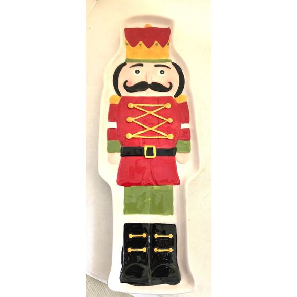 Appetizer/Cheese/Cracker/Cookie Dish-Christmas Soldier-Red Green-Long - Picture 4 of 9